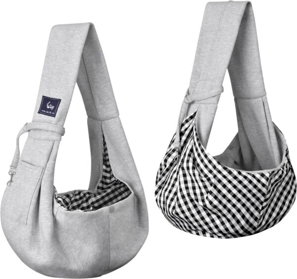 CUBY Dog and Cat Sling Carrier - Hands Free Reversible Pet Papoose Bag - Soft Pouch and Tote Design - Suitable for Puppy, Small Dogs Cats Outdoor (Classic Grey)