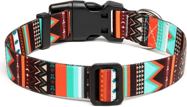 Adjustable Dog Collar - Special Design Patterns, Soft Nylon Comfortable Durable Pet Collar for Small Medium Large Dogs (M, Tribal Green) - Image 2