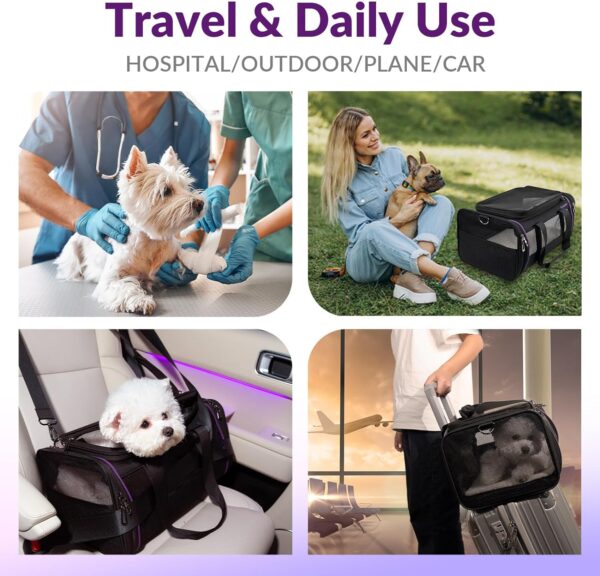 Pet Carrier - Airline Approved Cat and Dog Carrier for Small Dogs, Medium Dogs - Durable Dog Travel Bag, Expandable, Comfortable, Fits Major Airlines - Image 4