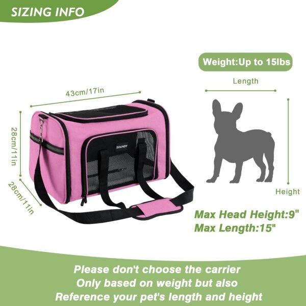 Dog Carrier Cat Carriers Airline Approved Pet Carrier for Small Medium Dogs Cats Under 15Lbs Puppies Collapsible Soft Sided TSA Travel Puppy Carrier Bag (Medium, Pink) - Image 5