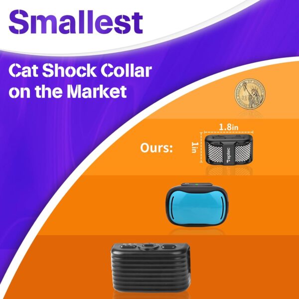 Smallest & Lightest Cat Training Collar, Cat Safe Shock Collar with Shock, Vibration, Sound 3 Modes to Stop Meowing, Rechargeable, Effective for Bad Behavior(Black).. - Image 2