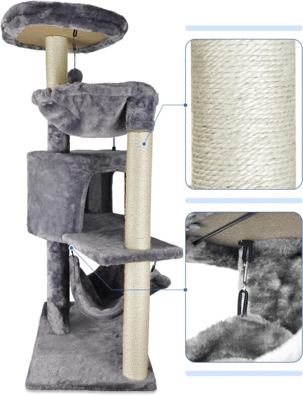 Newest Cat Tree with Cat Condo and Big Hammock，Grey - Image 5