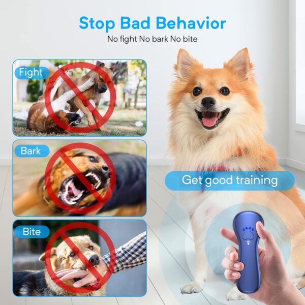 New Anti Barking Device,Dog Barking Control Devices,Rechargeable Ultrasonic Dog Bark Deterrent up to 16.4 Ft Effective Control Range Safe for Human & Dogs Portable Indoor & Outdoor(Blue) - Image 3