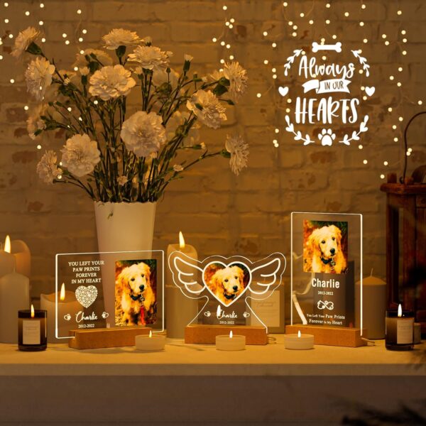 Bemaystar Personalized Pet Memorial Gifts Dog Memorial Gifts for Loss of Dog Pet Loss Gifts in Memory of Dog Night Lights Custom Dog Memorial Plaque Cat Memorial Photo Frame Pet Sympathy Gifts - Image 4