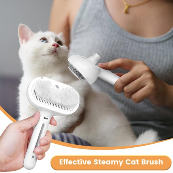 Cat Steam Brush New Steamy Cat Brush - 3 in 1 Cat Hair Brush with Release Button Self Clean Cat Brush with Spary Mist for Cats Dogs Pets Hair Removal - Image 6