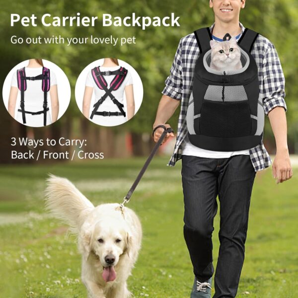 Dog Backpack Carrier, Front Chest Carrier for Dogs, Pet Carrying Bag for Travel Hiking Cycling Outdoor Black L - Image 2