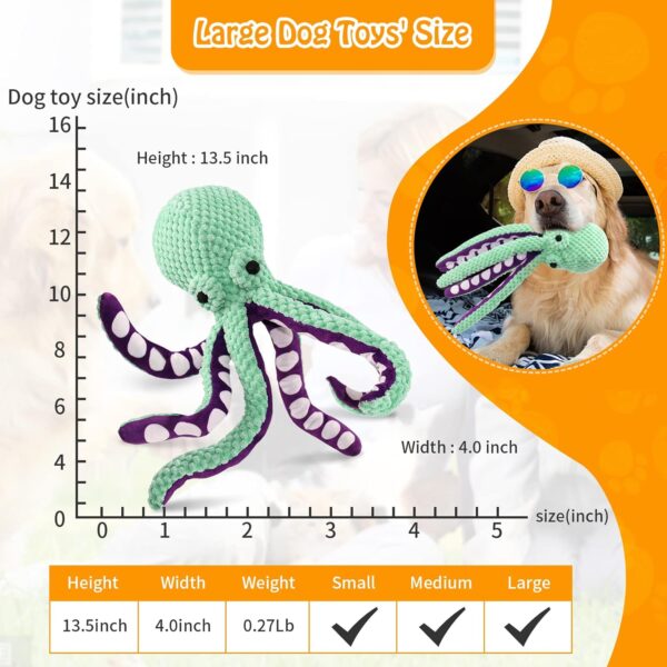 Squeaky Dog Toys for Large Dogs: Plush Dog Toys with Soft Fabric for Small, Medium, and Large Pets - Octopus Stuffed Dog Toys for Indoor Play - Image 5