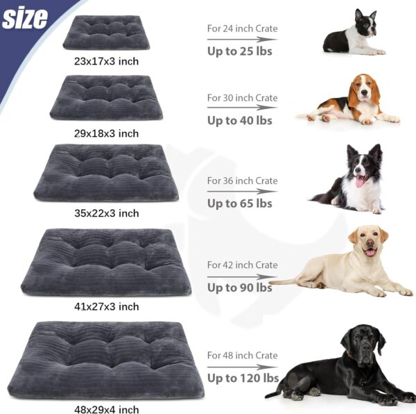 Dog Crate Bed Washable Dog Beds for Large Dogs Deluxe Thick Flannel Fluffy Comfy Kennel Pad Anti-Slip & Anti-Scratch Pet Sleeping Mat, 35 x 23 Inch, Gray - Image 6