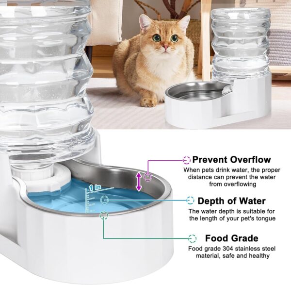 RIZZARI Automatic 5L Pet Waterer, Gravity Stainless Steel Water Dispenser, 100% BPA-Free, Large Capacity Water Feeder for Cats and Small and Medium-Sized Dogs - Image 5