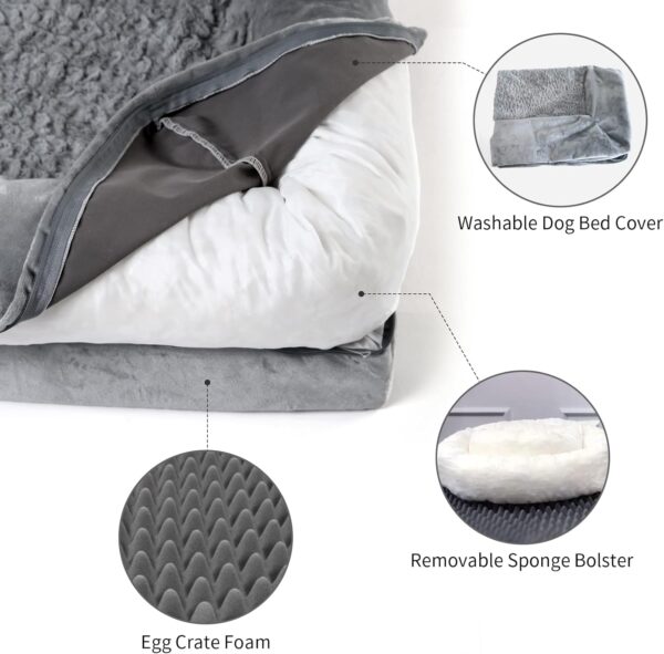 XL Dog Bed, Orthopedic Washable Dog Bed with Removable Cover, Grey Waterproof Extra Large Dog Bed, Dog Beds for Large Sized Dog - Image 5