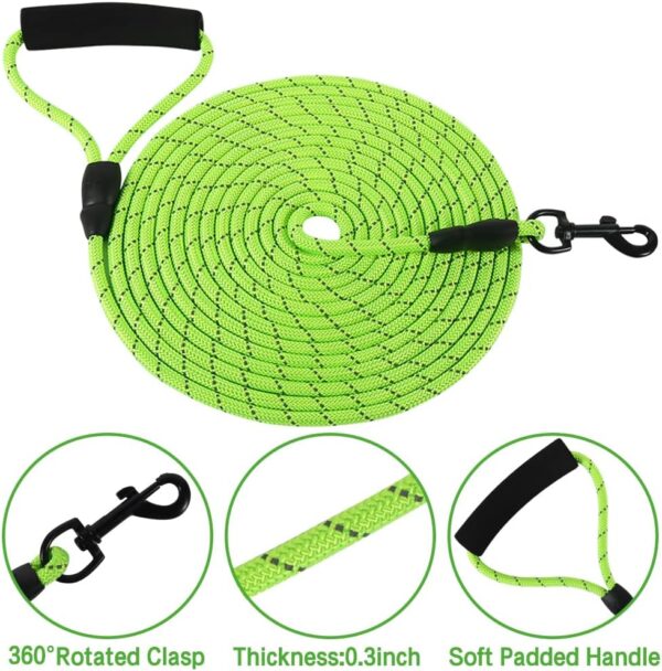 Vivifying Floating Long Dog Leash, 20ft Dog Training Leash for Swimming and Lake, Reflective Long Rope Lead with Soft Handle for Outside, Yard, Camping, Hiking and Beach (Green) - Image 3