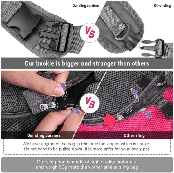 YUDODO Pet Dog Sling Carrier Large Pocket Adjust Strap Anti-Falling Design Breathable Mesh Travel Safe Sling Bag Carrier for Dogs Cats - Image 5