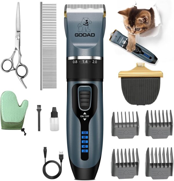 Cat Clippers for Matted Hair, Cat Grooming Kit, Cordless Cat Shaver for Long Hair, Low Noise Paw Trimmer, Cat Hair Trimmer for Grooming,Quiet Pet Hair Clippers Tools for Cats Dogs (Blue)