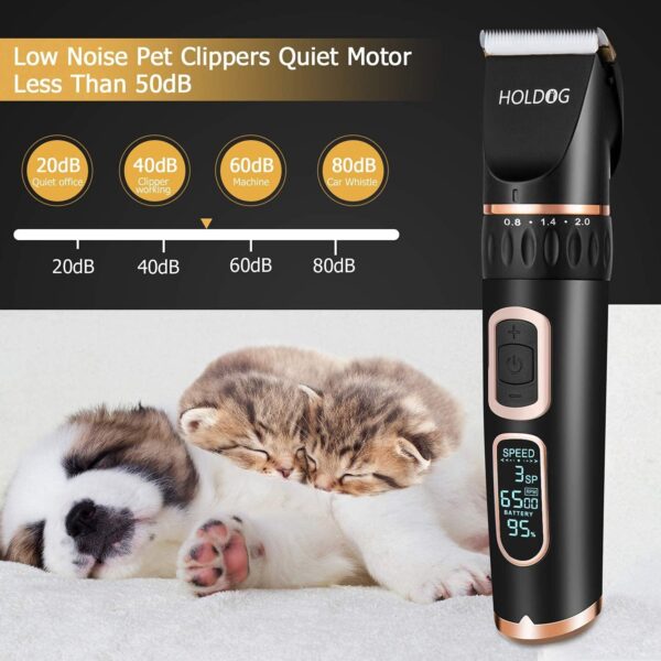 Dog Clippers Professional Heavy Duty Grooming Clipper 3-Speed Low Noise High Power Rechargeable Cordless Pet Tools for Small & Large Dogs Cats Pets with Thick Coats - Image 4