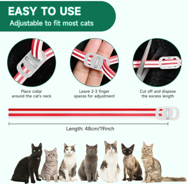 4 Pack Flea Collar for Cats, 32 Months Flea and Tick Prevention for Cats Collar, Flea and Tick Collars for Cats, Waterproof Cat Flea Collar, Adjustable Cat Flea and Tick Collar, Red & White - Image 4