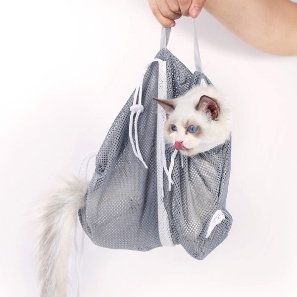 Cat Bathing Bag Anti-Bite and Anti-Scratch Cat Grooming Bag for Bathing, Nail Trimming, Medicine Taking,Injection,Adjustable Multifunctional Breathable Restraint Shower Bag(Pink) - Image 6