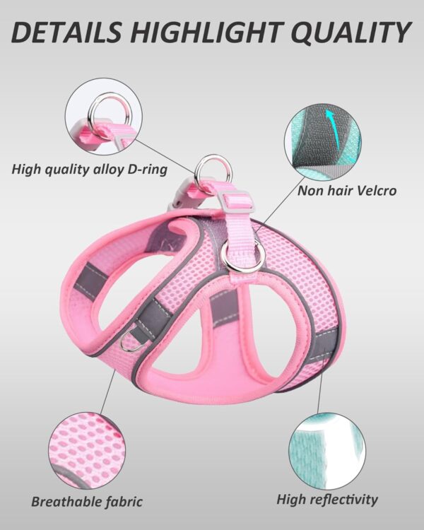 Dog Harness for Small Medium Large Dogs No Pull, Puppy Harness and Leash Set, Puppy Harness for Small Dogs, Step in Harness for Small Dogs, Small Dog Harness, mesh Dog Harness. (Pink, XS) - Image 5