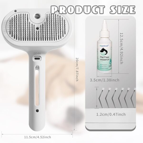 Spray Cat Brush for Shedding - Pet Hair Removal Comb with Water Tank and Release Button, Cat/Dog Steam Brush, Cat Bath Brush, Cat Brush with Steam for Shedding - Pet Spray Hair Comb - Image 5