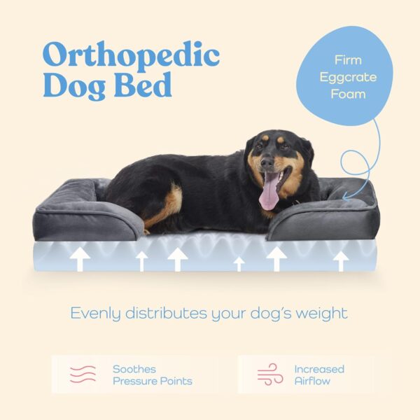 Orthopedic Sofa Dog Bed - Ultra Comfortable Dog Beds for Medium Dogs - Breathable & Waterproof Pet Bed- Egg Foam Sofa Bed with Extra Head and Neck Support - Removable Washable Cover & Nonslip Bottom. - Image 3