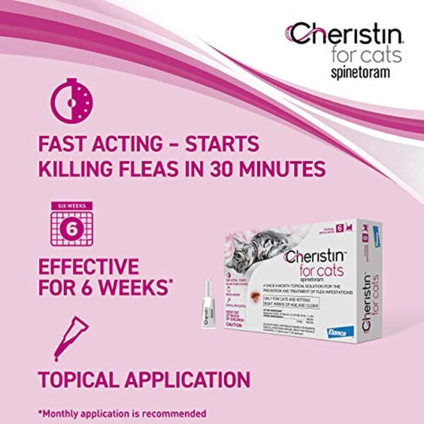 Cat Cheristin Cat Flea Treatment & Prevention for Cats | 1 Topical Dose Provides Up to 6 Weeks of Coverage | 6 ct. - Image 2