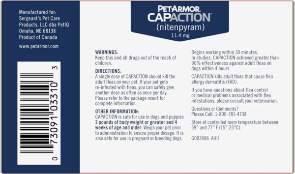 PetArmor CAPACTION (nitenpyram) Oral Flea Treatment for Dogs, Fast Acting Tablets Start Killing Fleas in 30 Minutes, Dogs 2-25 lbs, 6 Doses - Image 2