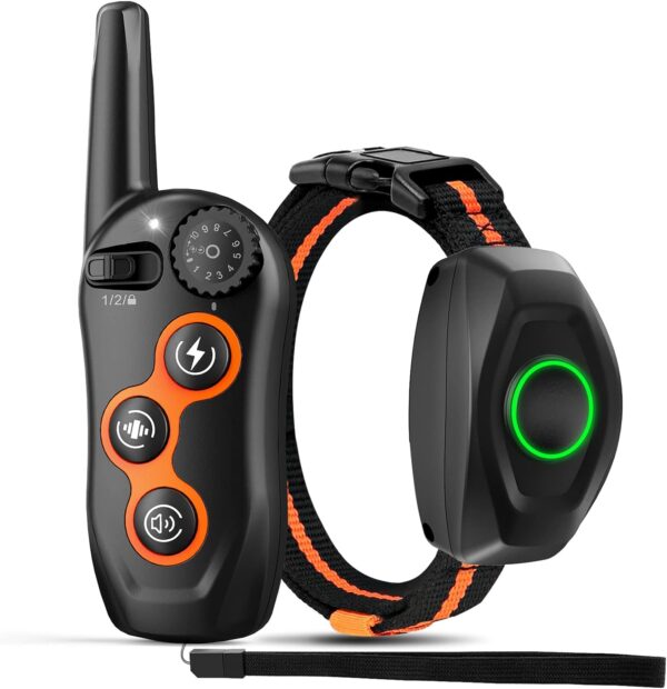 Dog Training Collar, IPX7 Waterproof Shock Collar with Remote Range 1300ft, 3 Training Modes, Beep, Shock, Vibration, Rechargeable Electric Shock Collar for Small Medium Large Dogs