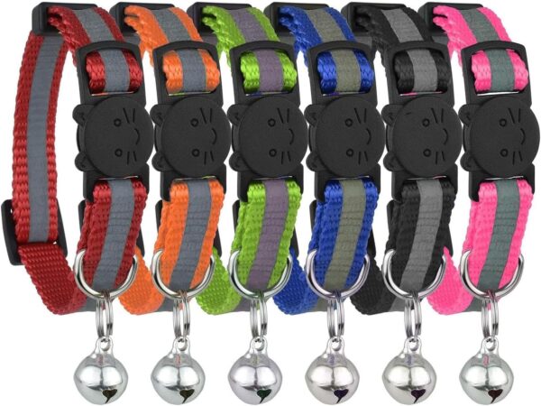 Upgraded Version - Reflective Cat Collar with Bell, Set of 6, Solid & Safe Collars for Cats, Nylon, Mixed Colors, Pet Collar, Breakaway Cat Collar Charms, Free Replacement - Image 8