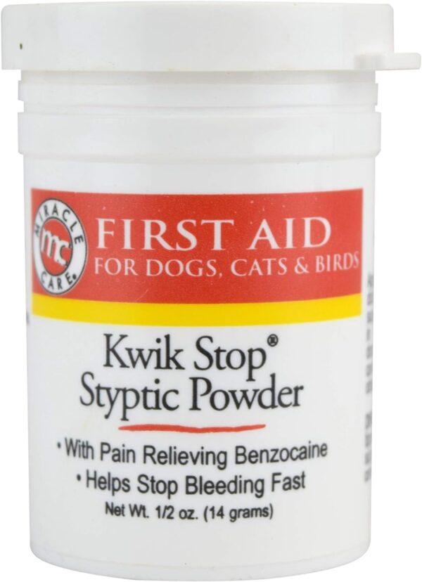 Kwik Stop Styptic Powder For Dogs, Cats, and Birds, Fast-Acting Blood Stop Powder For Pets, Quick Stop Bleeding Powder For Dog Nail Clipping and Minor Cuts, 0.5 oz. - Image 4