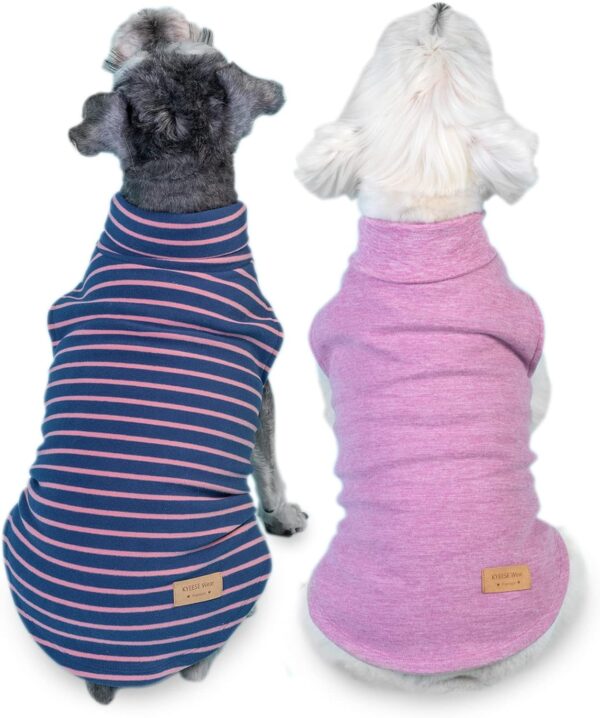 KYEESE 2Pack Dog Coat Turtleneck Stretchy Dog Sweater Super Soft Dog Cold Weather Coat for Small Dogs in Sleeveless Design Dog Fleece Vest, Purple,M