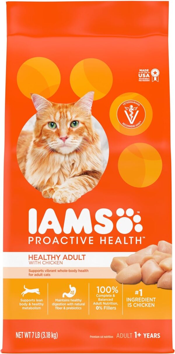 IAMS PROACTIVE HEALTH Adult Healthy Dry Cat Food with Chicken Cat Kibble, 7 lb. Bag