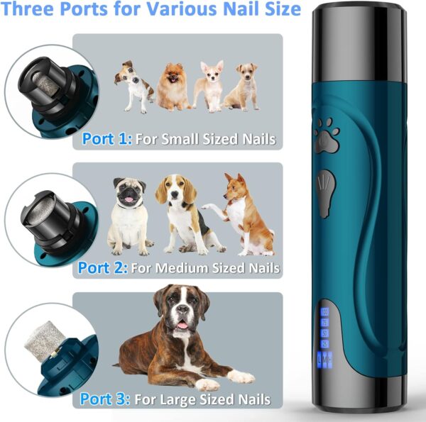 Dog Nail Grinder, Dog Nail Trimmers and Clippers Kit, Super Quiet Electric Pet Nail Grinder, Rechargeable, for Small Large Dogs & Cats Toenail & Claw Grooming,3 Speeds, 2 Grinding Wheels (A-Dark Blue) - Image 6