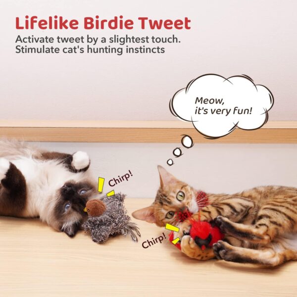 Potaroma Cat Toys Chirping Birds 2 Pcs with Catnip SilverVine, Interactive Cat Kicker, Lifelike Birdie Tweets, Indoor Kitty Kitten Exercise Toys 4.0" - Image 2