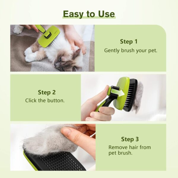 Pecute Self-Cleaning Slicker Brush for Dogs, Cats, Lightweight Dog Brush for Shedding Massaging Grooming, Cat Brush Gently Removes Loose Fur Undercoat for Small Dogs Cats Rabbits of All Hair Types - Image 7