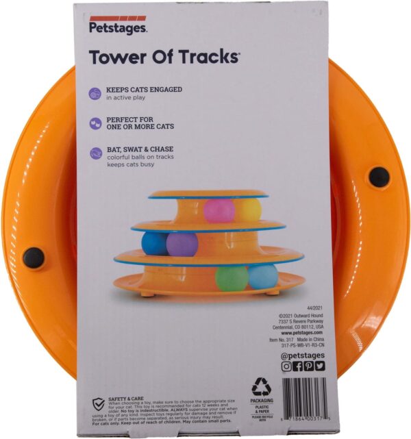 Catstages Tower of Tracks Interactive 3-Tier Cat Track Toy with Spinning Balls, Orange - Image 9