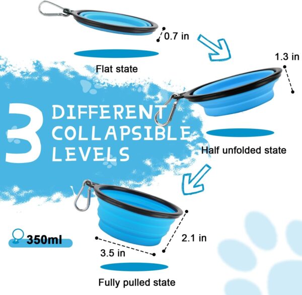 Collapsible Dog Bowls for Travel, 2-Pack Dog Portable Water Bowl for Dogs Cats Pet Foldable Feeding Watering Dish for Traveling Camping Walking with 2 Carabiners, BPA Free - Image 2