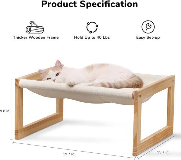 FUKUMARU Cat Bed, Plush Velvet Cat Beds for Indoor Cats, Wooden Cat Hammock, 20 x 16 Inch Cat Couch, Suitable for Cats, Dog, Bunny, Rabbit, Kitten and Small Animal - Image 2