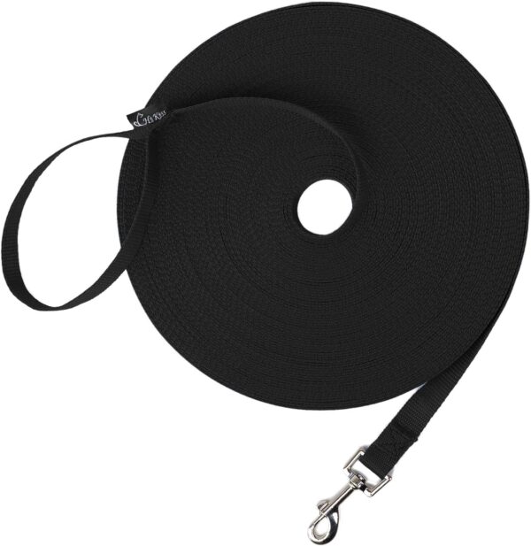 Hi Kiss Dog/Puppy Obedience Recall Training Agility Lead - 15ft 20ft 30ft 50ft 100ft Training Leash - Great for Play, Camping, or Backyard - Black 30ft