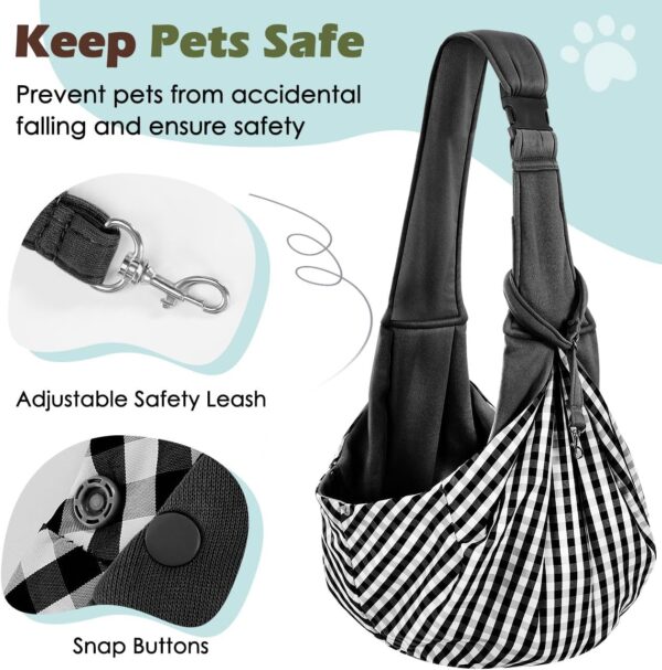 Pawaboo Dog Sling Carrier for Small Dogs, Reversible Hand Free Dog Carrier Sling with Adjustable Strap Buckle & Safety Leash - Soft Pouch and Tote - Suitable for Carry Small Dogs and Cats, Up to 12lbs - Image 4