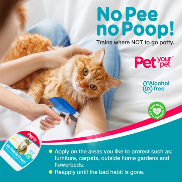 No Pee No Poop Cat Potty Training Spray, 16 Fl Oz – Non-Toxic Cat Spray Deterrent for Urine/Marking/Pooping – Natural Cat Pee Deterrent Spray – Indoor/Outdoor Keep Off Cat Spray - Image 9