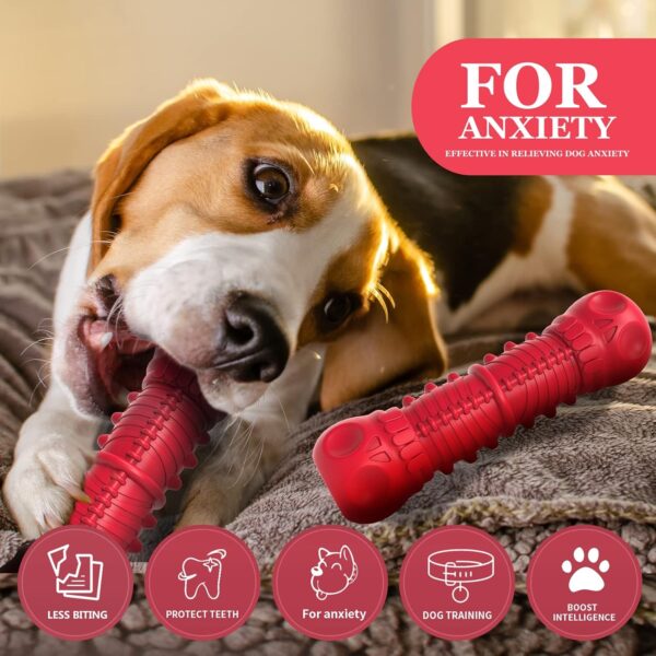 Dog Squeaky Toys for Aggressive Chewers, Durable Dog Chew Toys for Large Medium Breed Dog, Dog Toys, Tough Durable Dogs Toys with Natural Rubber (A Red, for Larege Dogs) - Image 2