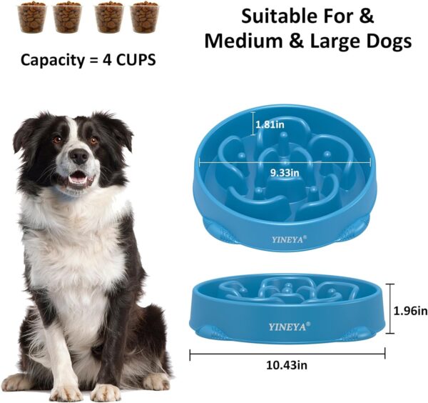 4 Cups Pet Food Bowls for Large Dogs, Slow Feeder Pet Bowls for Dogs, Anti-slip Large Dog Bowl Slow Feeder, Large Dog Feeder to Slow Down Eating 2Pcs Rose Red&Dark Blue - Image 5