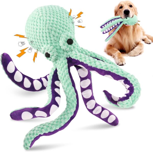 Squeaky Dog Toys for Large Dogs: Plush Dog Toys with Soft Fabric for Small, Medium, and Large Pets - Octopus Stuffed Dog Toys for Indoor Play