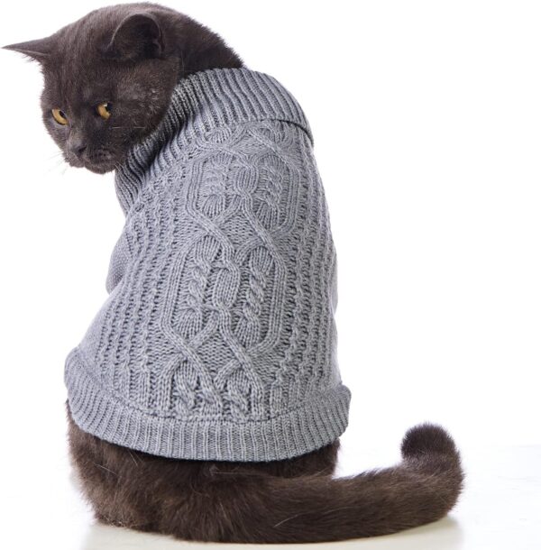 Cat Clothes 14 Color Turtleneck Knitted Sleeveless Dog Sweater Warm Winter Cat Sweater Outfits for Cats or Small Dogs in Cold Season(Medium, Grey)