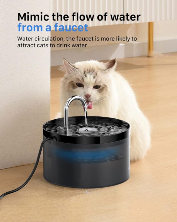 Cat Water Fountain: Dog Bowl Fountains - Automatic Pet Dispenser - Dogs Drinking Waterer Bowls Indoor - Auto Watering Dish Supplies - Easy Cleaning Animal Machine - Quiet 67oz/2L Kitty Drink Fountain - Image 4