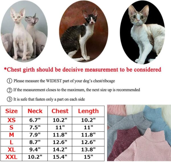 Bonaweite Sphynx Cat Clothes, Cat Sweaters for Cats Only, Turtleneck Sphynx Cat Sweaters, Cat Clothes for Cats Only, Svinx Hairless Cat Kitten Clothes Onesie for Christmas XS-2XL - Image 7