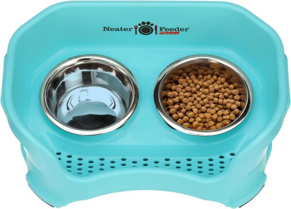 Neater Feeder - Deluxe Model - Mess-Proof Dog Bowls (Small, Aquamarine) - Made in USA - Elevated, No Spill, Non-Tip, Non-Slip, Raised Stainless Steel Food & Water Pet Bowls - Image 6