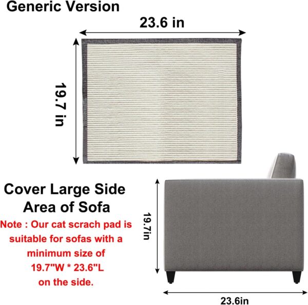 Cat Scratch Sofa Protector,Cat Scratching Couch Protector with 19.7''L*23.6''W Natural Sisal for Protecting Couch Sofa Chair (Right Hand) - Image 3