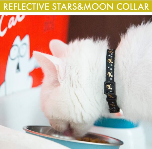 Upgraded Version - Cat Collar Stars and Moon, 4-Pack, Reflective with Bell, Solid & Safe , Nylon, Pet Collar, Breakaway Cat Collar, Free Replacement - Image 2