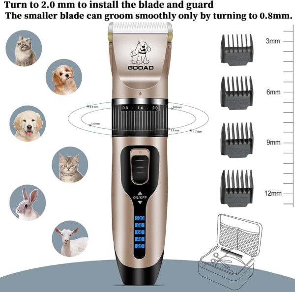 Dog Clippers Grooming Kit and Paw Trimmer,Cordless,Low Noise, Electric Quiet,Rechargeable, Dog Trimmer Grooming Tool, Pet Hair Clippers for Thick Coats,Shaver for Small and Large Dogs Cats - Image 6