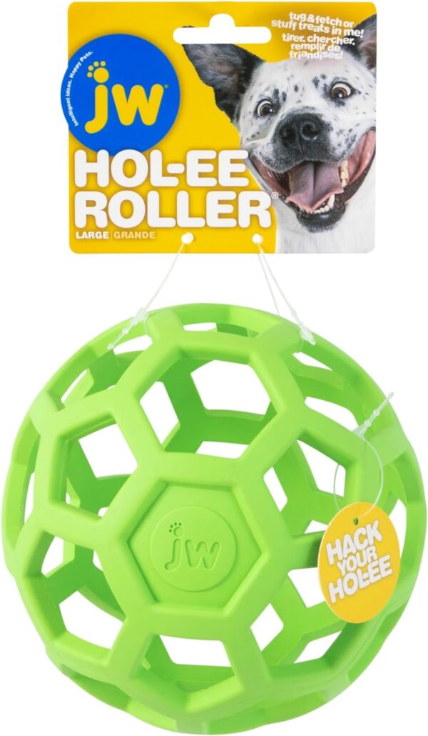 JW Pet Hol-ee Roller Dog Toy Puzzle Ball, Natural Rubber, Large (5.5 Inch Diameter), Colors May Vary - Image 3